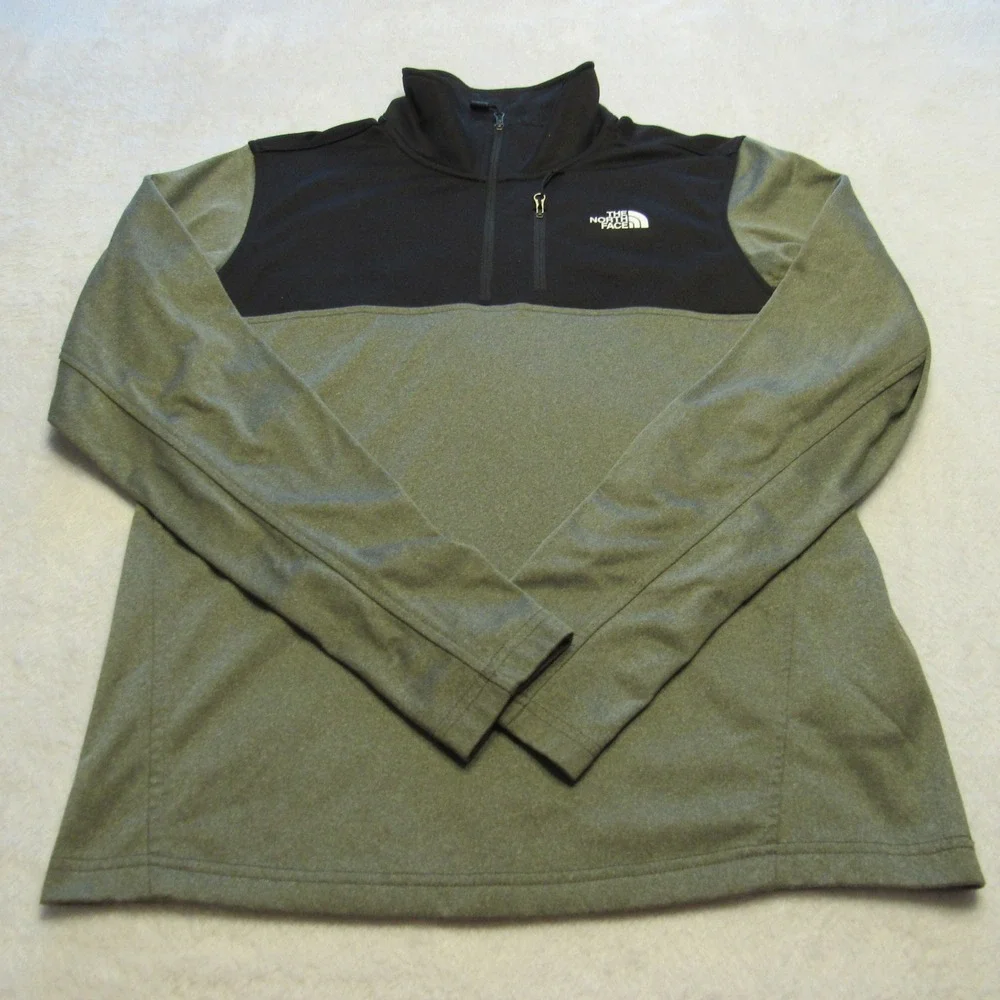 The North Face Quarter Zip Pullover Mens Small Green Black Fleece Top